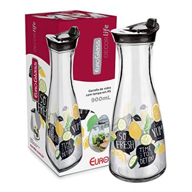 Imagem de Garrafa de Vidro 900 ml Detox, Euro, CVB7953, Multicolorido, Euro Home