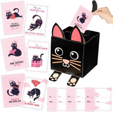 Imagem de Eaasty Black Kitty Valentine Boxes for Kids DIY Valentines Day Mailbox Kits with 32 Cute Cat Valentine Cards for School Classroom Boys Girls Gifts Exchange & Greeting Craft Party Favor