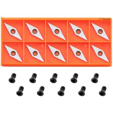 Imagem de TANOMATE Cortador de substituição de inserção de carboneto de diamante 10 x 31,68 - diâmetro 4,3 mm com ponta afiada para kit de ferramentas de torneamento de torno DIY ou máquina de marcenaria, 10