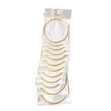 Imagem de Kit 4 Argolas Douradas Grandes brinco Bijuteria elegante 8cm
