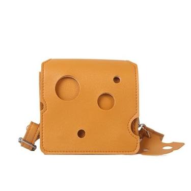 Imagem de Bolsa transversal exclusiva triângulo de queijo perfurada mini bolsa quadrada para telefone, Amarelo, Medium, Mochila casual