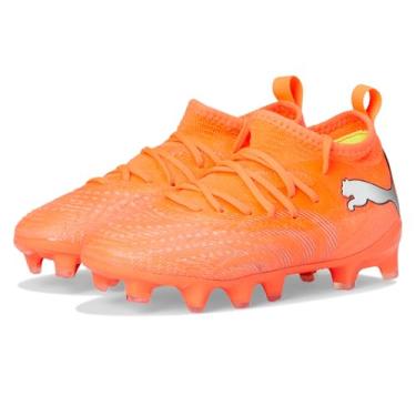 Imagem de Puma Tênis unissex infantil Future 9 Match Firme/Artificial Ground Soccer Cleats (criança pequena), Vermelho brilhante/branco/preto/prata, 15