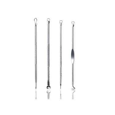 Imagem de Kit Removedor de Cravos e Espinhas – 4 Peças Profissionais em Aço Inox + Estojo, Ferramentas para Limpeza de Pele, Acne e Higiene Facial Segura