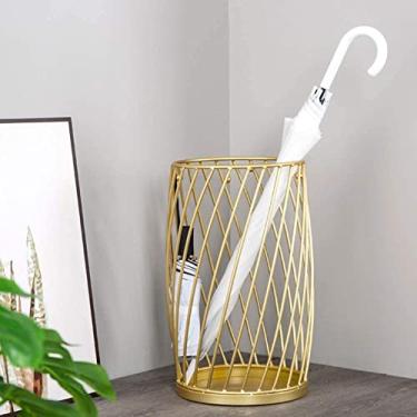 Imagem de YYBOES Suporte de guarda-chuva de entrada de corredor porta-guarda-chuva - Balde de guarda-chuva/suporte de bengala, suporte de guarda-chuva de metal com 4 ganchos, secagem de guarda-chuvas de