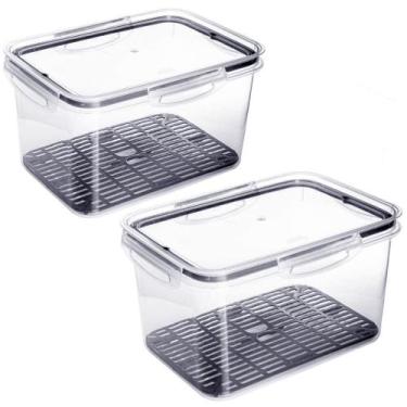 Imagem de 2 Potes 4L Trava Mais para Alimentos Micro-ondas Congelador Ware Anti-