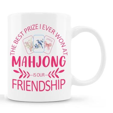 Imagem de Zomhix Caneca de Mahjong rosa preppy, presentes para jogadores de Mahjong, presente de Mahjong para mulheres e homens, acessórios e presentes de Mah jong, caneca de chá de café de cerâmica 325 ml