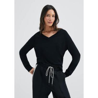 Imagem de Blusão Feminino Decote V Em Tricô - Hering, M, Preto