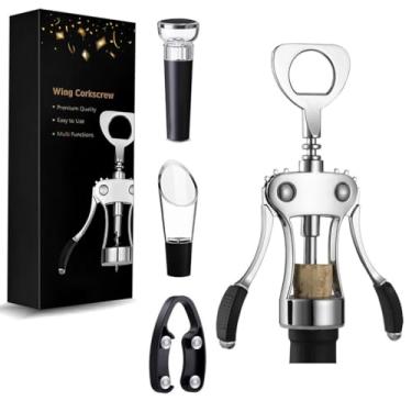Imagem de Saca-rolhas de liga de zinco com abridor de garrafas, saca-rolhas afiado, cabo ergonômico antiderrapante para garrafas de vinho e cerveja