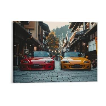 Imagem de HouLaiZhe Jdm Carro Vermelho S2000 Vs Amarelo S2000 Posters Tela Estética Decoração de Sala de Parede Impressões Galeria Sala Decoração de Parede para Quarto Sala de Estar Escritório 18 x 24 polegadas