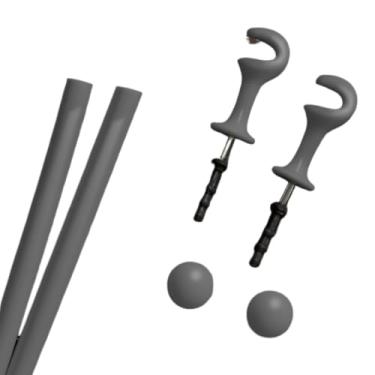 Imagem de Varão de Madeira Decorativo Para Cortina 2,00 Metros 19mm Com Kit De Ponteira + Suporte varão de cortina (Varão Completo Titânio,Kit 2 Varão)