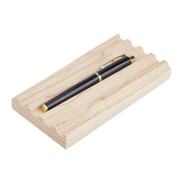 Imagem de PH PandaHall Bandeja de madeira para exibição de canetas, suporte em forma de onda, organizador de lápis de mesa, suporte para canetas-tinteiro com 4 compartimentos para escritório, casa, mesa, escola