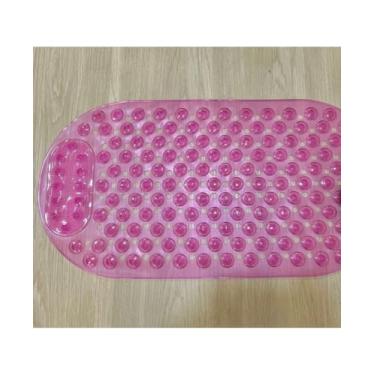 Imagem de Tapete Para Box Antiderrapante com Ventosas Tapete de Banheiro Massageador para os Pés Modelo Retangular (Rosa Transparente 648)