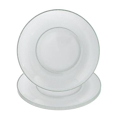 Imagem de Jogo 4 Prato Raso De Vidro Gema Plus Transparente 25cm Class Home