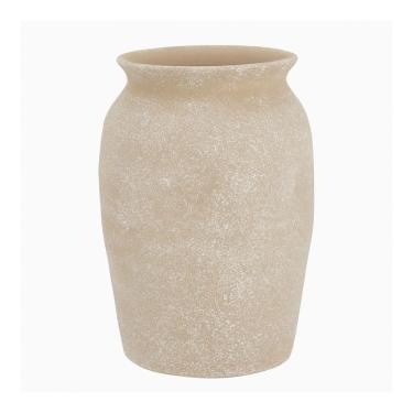 Imagem de Vaso Decorativo Cachepot De Cimento Terracota Texturizado Bege Branco 24x16cm Mart