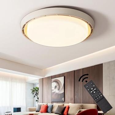 Imagem de Ventilador de teto moderno com luzes e controle remoto, 6 velocidades e intensidade regulável (3000K-6500K), silencioso, com iluminação LED para quarto, sala de estar, sala de jantar e cozin