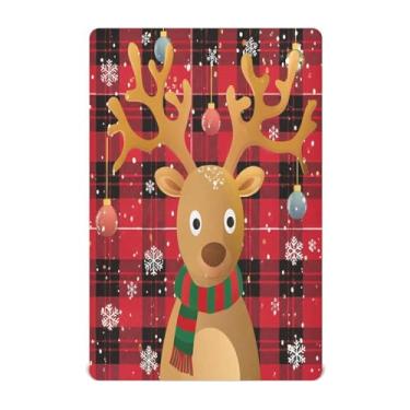 Imagem de Qilmy Lençóis de berço xadrez de rena de Natal, de microfibra macia, respirável, elástico, para meninos e meninas, miniberço, 99 cm x 68,5 cm, capa de colchão infantil portátil