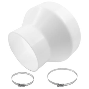 Imagem de Hordion Adaptador redutor de duto de 15 a 10 cm, redutor de dutos de ar de PVC com 2 braçadeiras de mangueira para sistema de ventilação em linha (15 a 10 cm)