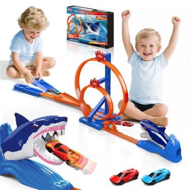 Imagem de Conjunto de pistas de brinquedo VATOS Shark com 2 carros de corrida pa