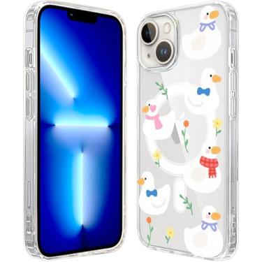 Imagem de LuGeKe Capa para iPhone 16, versátil compatível com acessórios MagSafe, capa protetora de telefone transparente fina à prova de choque para mulheres