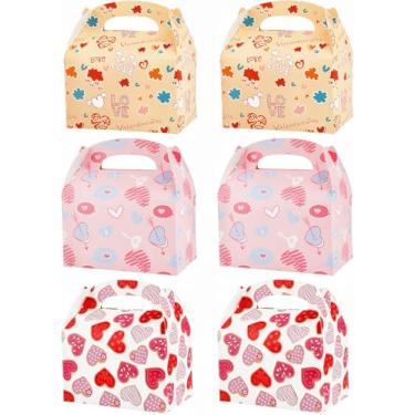 Imagem de 30 caixas de lembrancinhas de festa com alças, caixas de presente de papel dobráveis de 15 cm para aniversário, chá de bebê, casamento, decorações de artigos de festa infantil (amor)