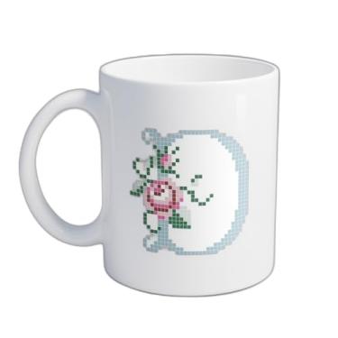 Imagem de Caneca Xícara de Café Porcelana 300ml com Design Rosa e Pixel Art