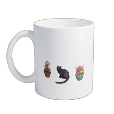 Imagem de Caneca Xícara de Café Porcelana 300ml Com Desenho Gato Preto