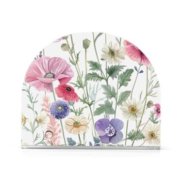 Imagem de Porta-guardanapos de flores silvestres, suporte de guardanapo de almoço acrílico para mesas, suporte de guardanapo vertical para jantar cozinha restaurante decoração de casa acessórios de bar