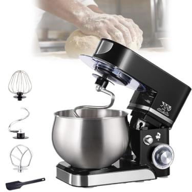 Imagem de Batedeira Comercial De 1000 W, Ajuste De 6 Velocidades, Tigela De AçO InoxidáVel De 5,5 Litros,Com Gancho Para Massa,Batedor De Arame,Batedor Plano E EspáTula Para Assar E Misturar