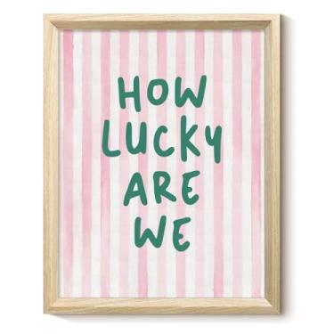 Imagem de VIYYIEA Texturas de madeira emolduradas arte de parede How Lucky Are We Impressões em tela, decoração de casa inspiradora, impressão emoldurada adequada para sala de estar, estudo, cozinha 35 cm C x