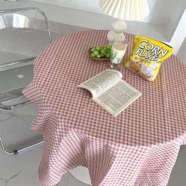 Imagem de GLOGLOW Toalha de Mesa Xadrez, Capa à Prova de Poeira de Algodão de Linho, Pano de Piquenique Elegante para Escritório e Dormitório Uso Decoração Diária (150 * 150cm)