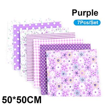 Imagem de 7Pcs Set DIY Padrões Variados Tecido de Algodão Estampado com Flores para Costura Patchwork Artesanato Bolsas Têxtil Pequenas Travesseiro Toalhas Mesa Lençóis Lenços Boca