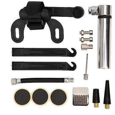 Imagem de KIMISS Kit de Reparo de Pneus de Bicicleta Com Mini Bomba para Bicicletas de Estrada e Montanha - Ferramentas Portáteis de Reparo de Liga de Alumínio Com Cabeça de Válvula, Remendos e Montagem (Prata)