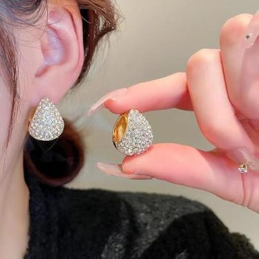 Imagem de Conjunto de pares de brincos para mulheres, argolas douradas, leves, brincos de gota d'água, presentes de Natal, presentes de amizade para mulheres, dia dos namorados, Medium, Latão, Sem pedra