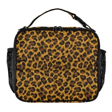 Imagem de Joisal Lancheira com estampa de leopardo para mulheres, meninas, lancheira masculina e infantil, lancheira para trabalho, bolsa térmica de alimentos portátil para meninos