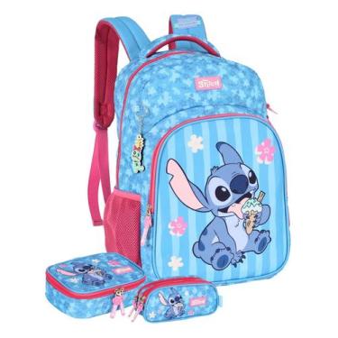 Imagem de Kit Lilo Stitch Angel Mochila Costas + Estojo Box e Triplo - Luxcel, P
