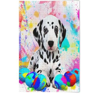 Imagem de Quebra-cabeças para adultos 500 peças coloridos filhotes ovos de cachorro família elefante branco presentes quebra-cabeças criativos para adultos paisagem arte animal, 500 peças, 52 cm x 37,8 cm