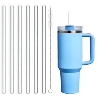 Imagem de Canudo de substituição compatível com Stanley Quencher copo de 1,134 g, 850 g, canudos reutilizáveis extra longos de 30,5 cm para copo de 1,134 g, transparente - pacote com 6