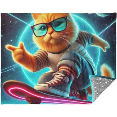 Imagem de TSENQUE Cobertores de Natal personalizados para gatos fofos e mantas de Natal para mulheres, cobertor xadrez cinza 178 x 139 cm