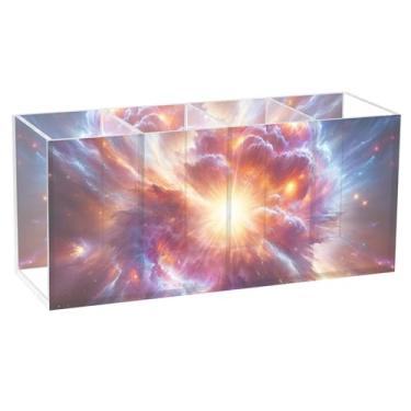 Imagem de TSENQUE Porta-canetas de acrílico personalizado para arte de mesa, supernova, explosão de nebulosa, organizador de lápis, copo de escritório, decoração de escritório, organizador de mesa, 20 cm x 6,3
