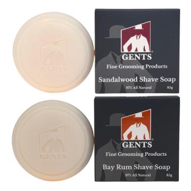Imagem de GBS 2 Pack of Shaving Soap - BayRum e Sândalo - 97% Todos Natural Shave Soap - Refis. Soap Shave dos homens. Tudo natural. Espuma rica, suave barbear confortável. tamanho perfeito para tigela de barbear!