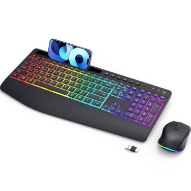 Imagem de Teclado e mouse sem fio RGB retroiluminado zhumai
