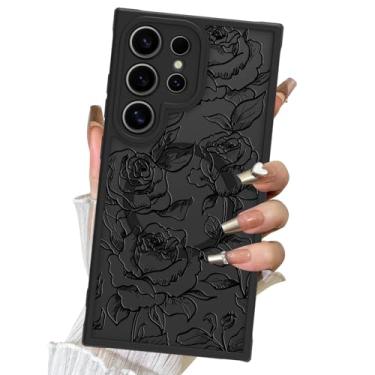 Imagem de DOTARA Capa magnética para Samsung Galaxy S24 Ultra de 6,8 polegadas, compatível com Magsafe Black Flower floral padrão translúcido fosco câmera à prova de choque fina capa de telefone para mulheres