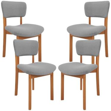 Imagem de Kit 04 Cadeiras Para Sala de Jantar Cozinha Living Estofada Dara L02 Bouclê Cinza - Lyam Decor