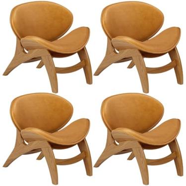 Imagem de Kit 4 Poltronas Decorativa Orgânica Sala Living Kadosh L02 Couríssimo Whisky - Lyam Decor