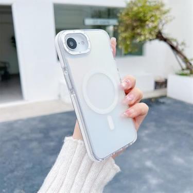 Imagem de Capa magnética gradiente para iPhone 16e, 14, 15 Plus, 16 Pro Max, 13Pro, 12, 11, pulseira fashion, cordão, capa à prova de choque, B, branca, para iPhone 16 Pro