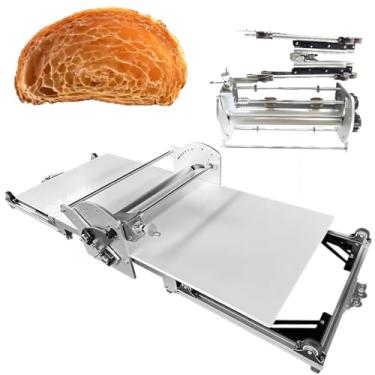 Imagem de Máquina elétrica para massa folhada, laminadora dedobrável grande, laminadora decomercial em aço inoxidável de grau alimentício, espessura ajustável de 2 a 30 mm para croissants