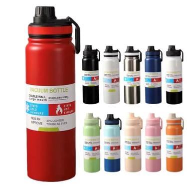 Imagem de Garrafa Térmica Inox 800 ml Parede Dupla – Mantém Bebida Gelada 24h ou Quente 8h, Tampa Antivazamento, Squeeze para Academia, Trabalho e Viagem (Vermelho)