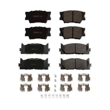 Imagem de PM Auto Pastilhas de freio dianteiras traseiras para Toyota Camry 2007-2017, Toyota Avalon 2008-2018, Lexus ES350 2007-2018, Lexus ES300H 2013-2018, conjunto de 8 pastilhas de freio de cerâmica