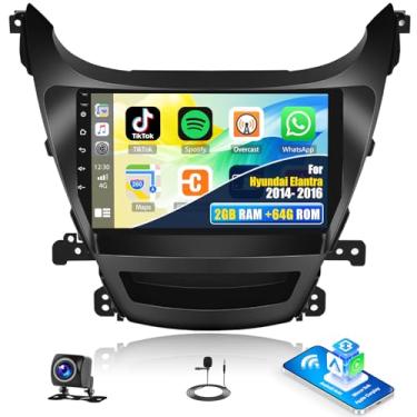 Imagem de SIXTOP Estéreo automotivo Android 2G + 64G para Hyundai Elantra 2014-2016 sem fio CarPlay Android Auto, tela sensível ao toque HD de 9 polegadas, navegação GPS, Bluetooth, rádio FM/RDS, Wi-Fi, link