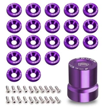 Imagem de x xotic tech Tampa de proteção de válvula solenoide de alumínio roxo para carro VTEC + Kit de acessórios de arruela de para-choque do motor Bolt Bay, compatível com Honda B/D/H-Series Accord, Civic ou